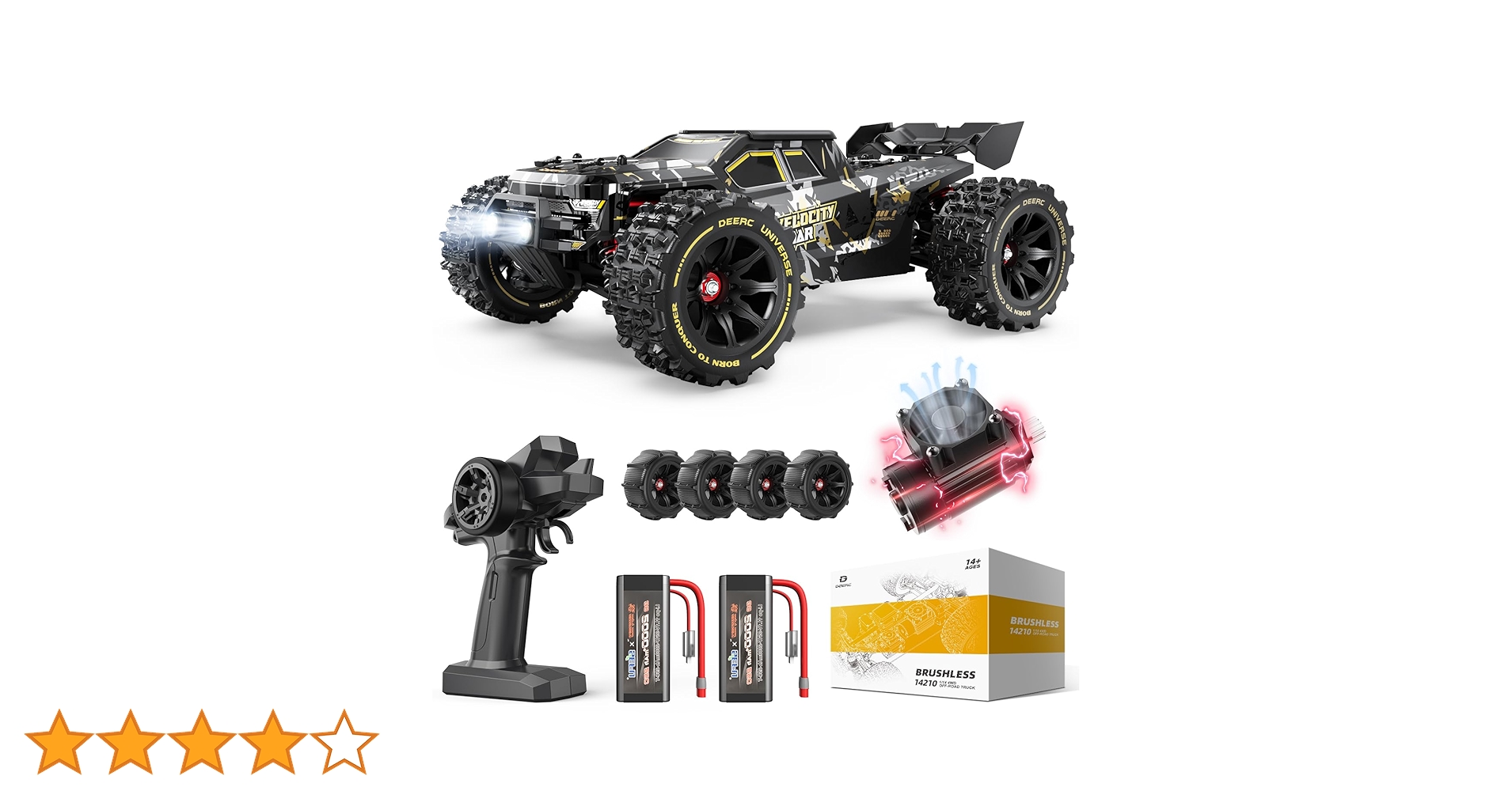 DEERC 14210 ラジコン ブラシレスモーター 爆速！ オフロード DEERC ラジコンカー オフロード 高速 1/14 独立懸架 ブラシレス